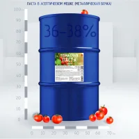 Tomato paste 245 kg., 36-38% brix, Hot Break, in an aseptic bag in a metal barrel (China)