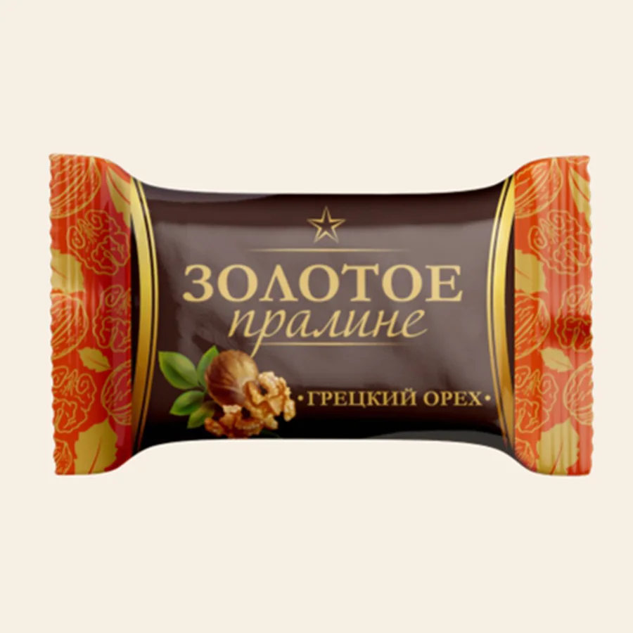 Шоколадные конфеты "Золотое пралине" грецкий орех
