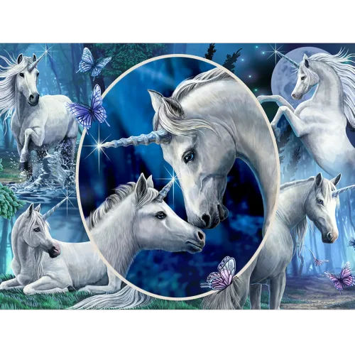 Puzzle collage of unicorns