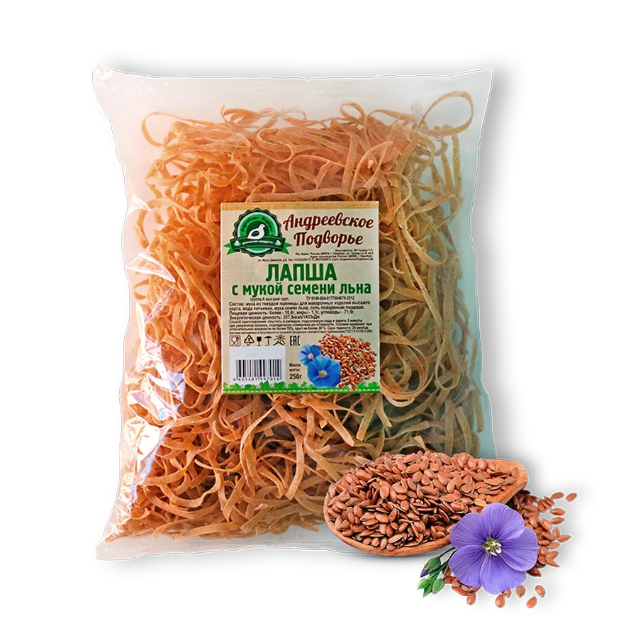 Homemade noodles with flax seed flour (0.250 kg package)