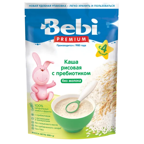 Porridge for children Bebi Premium Dairy-free Rice with prebiotic from 4 months. 200 gr (9 pcs.)