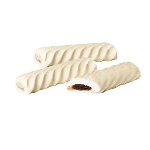 Marshmallow wands with filling boiled condensed milk in white glaze