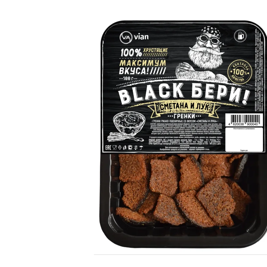  Black Бери Гренки ржано-пшеничные со вкусом «сметаны и лука» 100 г лоток