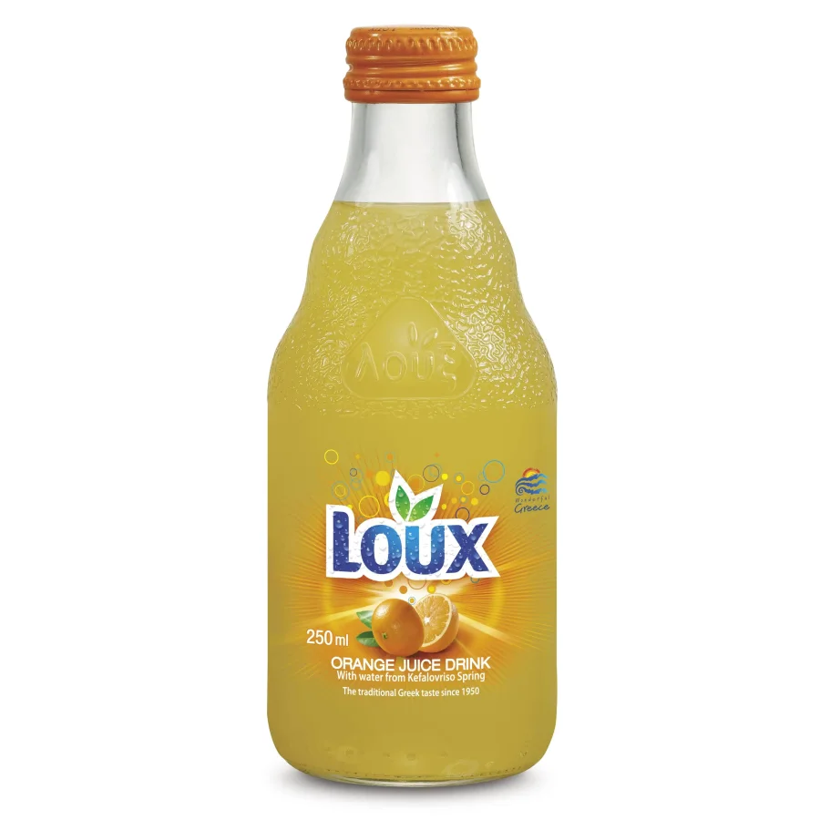 Beverage Bezalk.Son-containing carbonated "portokalad" Loux, 250ml
