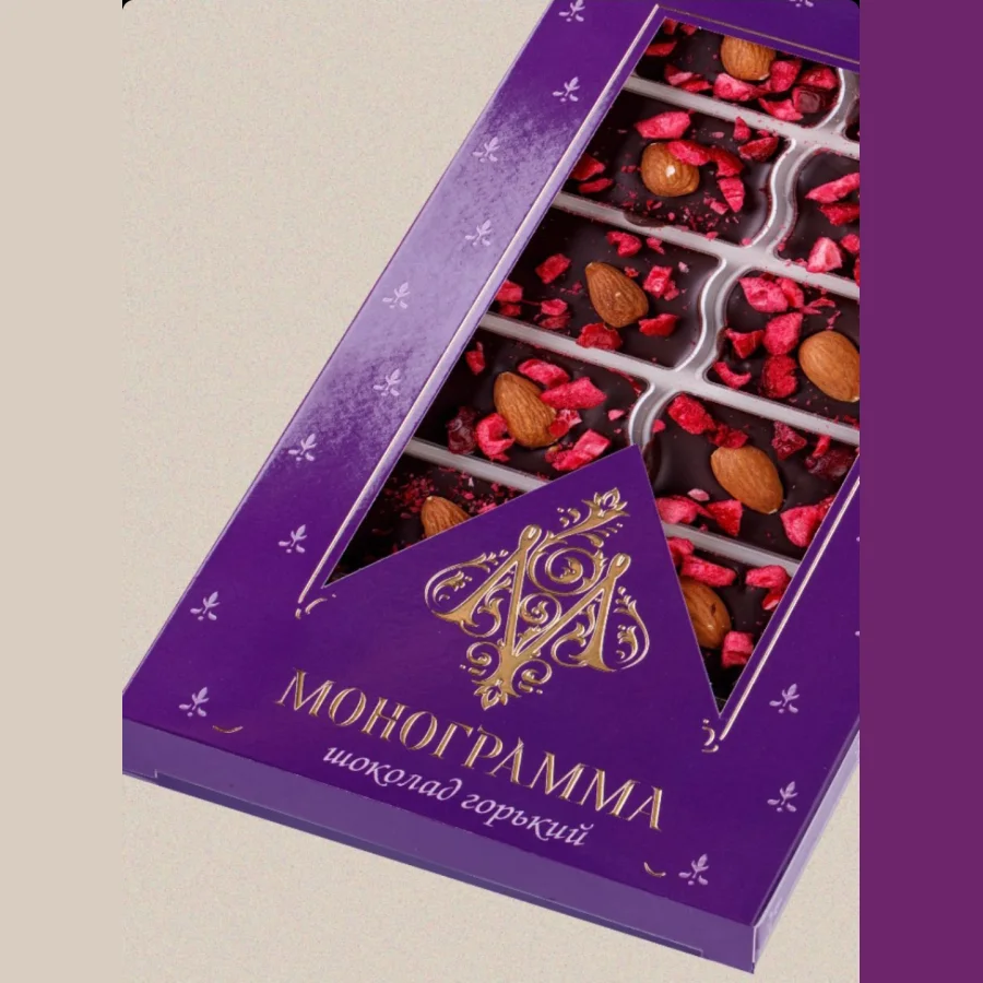 Шоколад "Монограмма" горький с миндалем и вишней 100 гр.