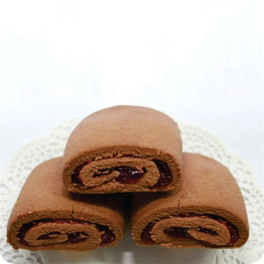 Cookie roll with fruit filling cherry