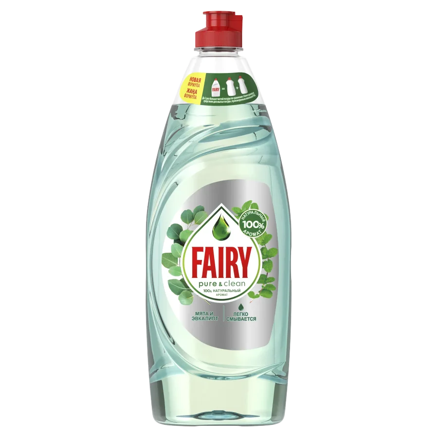 Tool for washing dishes Fairy Pure & Clean Mint and Eucalyptus with 100% natural aroma 650 ml