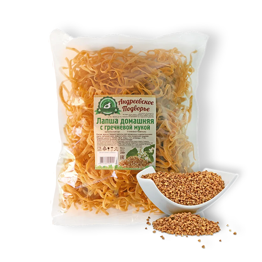 Homemade noodles with buckwheat flour (0.250 kg package)