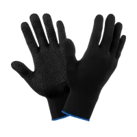 "Nylon gloves with PVC grade 15, , black, S-L, 10/500