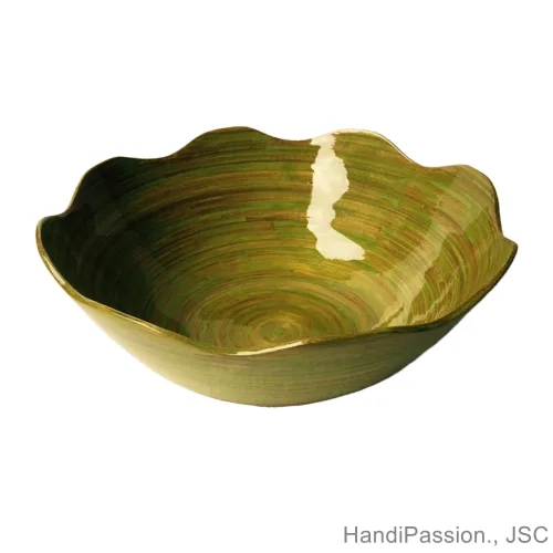 Wave Spun Bamboo Bowl, Polish Food Bowl, Kitchen Bowl Made in Vietnam