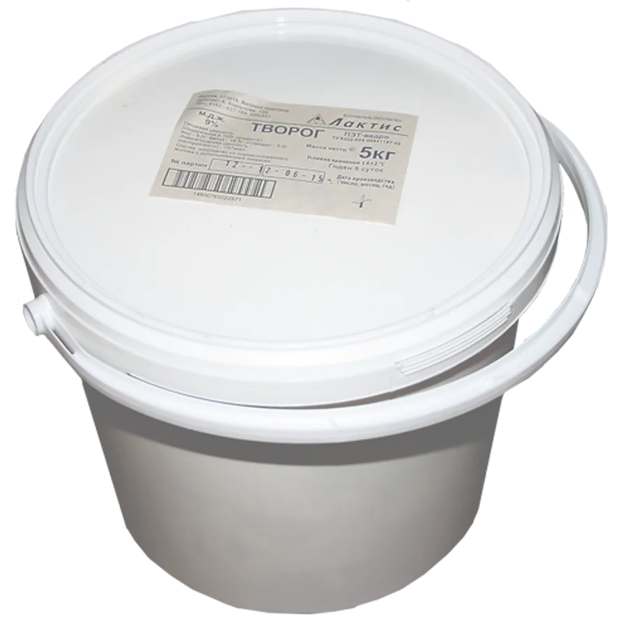 Natural cottage cheese 9% pet bucket 5 kg