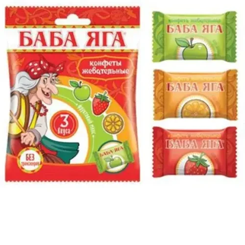 Баба Яга жевательная конфета ассорти мини в пакете