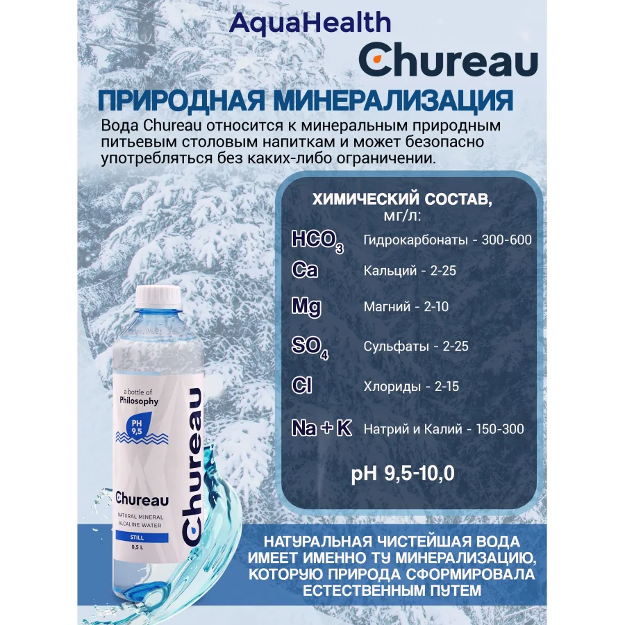 Вода минеральная ph 9.5  Chureau 0,33 л
