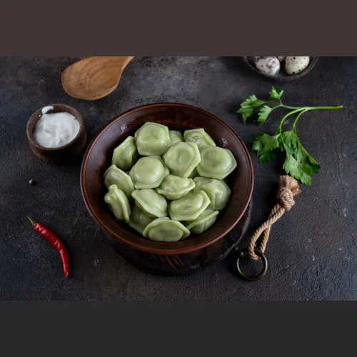 Dumplings with herbs and garlic
