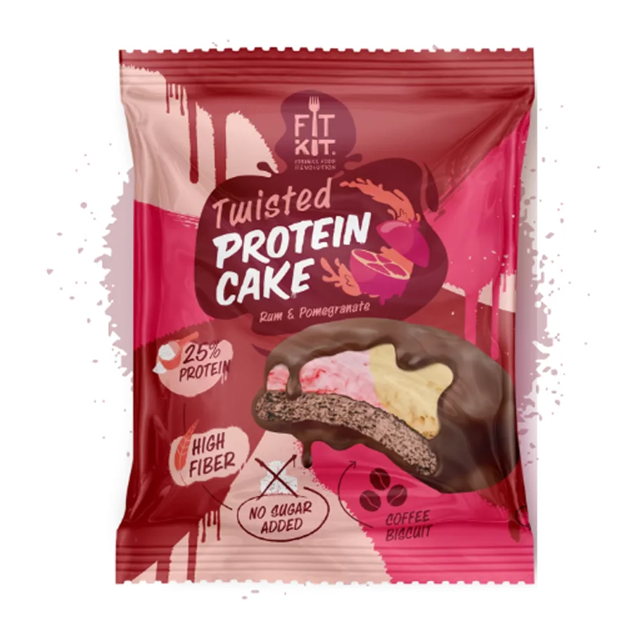 FIT KIT TWISTED Protein Cake, Cookies 70 gr., rum pomegranate