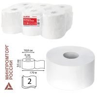 Бумага туалетная 170 м, LAIMA (T2), PREMIUM, 2-слойная, цвет белый, КОМПЛЕКТ 12 рулонов