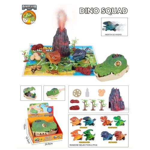 Игровой набор: вулкан, 2 инерционных динозавра, 8 шт. деталей, 1 карта, Ассорт 3    