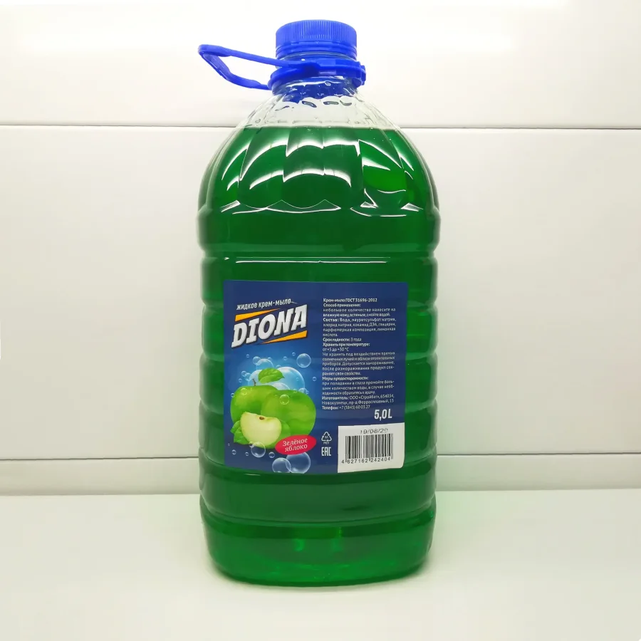 Средство для мытья посуды Зеленое яблоко Diona ПЭТ 5л /4шт/144шт