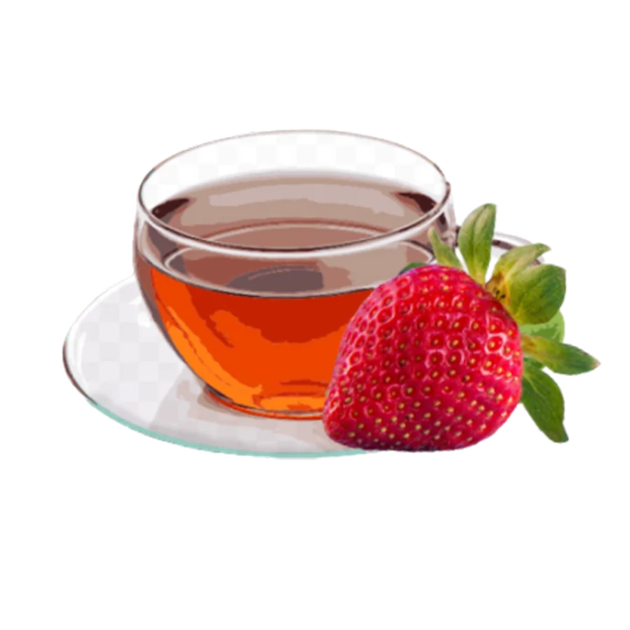 Black tea granulated with strawberries