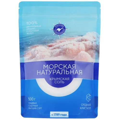 Crimean salt is average. Doy-pack 0.5 kg.