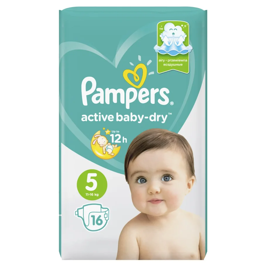 Подгузники Pampers Active Baby-Dry 11–16 кг, размер 5, 16 шт.