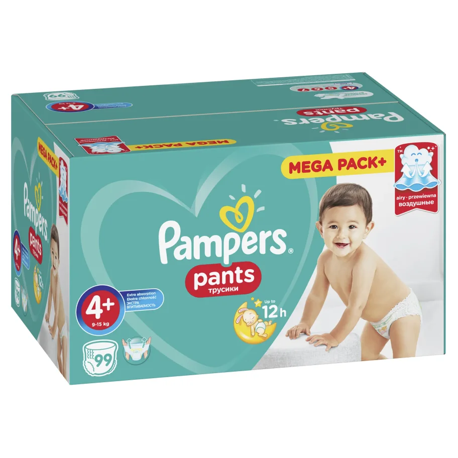 Трусики Pampers Pants 9-15 кг, размер 4+, 99 шт.