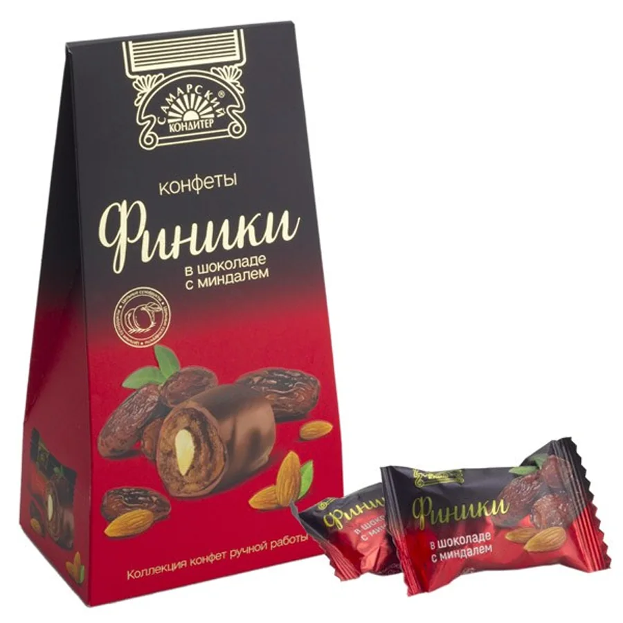 Конфеты Финики в шоколаде с миндалем
