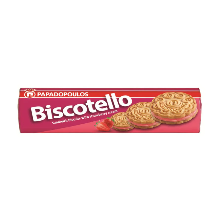 Печенье-сэндвич "Бискотелло" с клубничным кремом 200 г PAPADOPOULOS