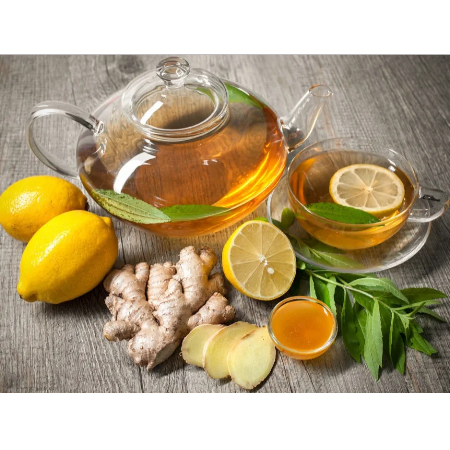 Чай лимон с имбирем