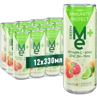 GreenMe Plus Immunity Protect инновационный газированный напиток с Цинком и витамином С 0,33 ж/бан.Sleek