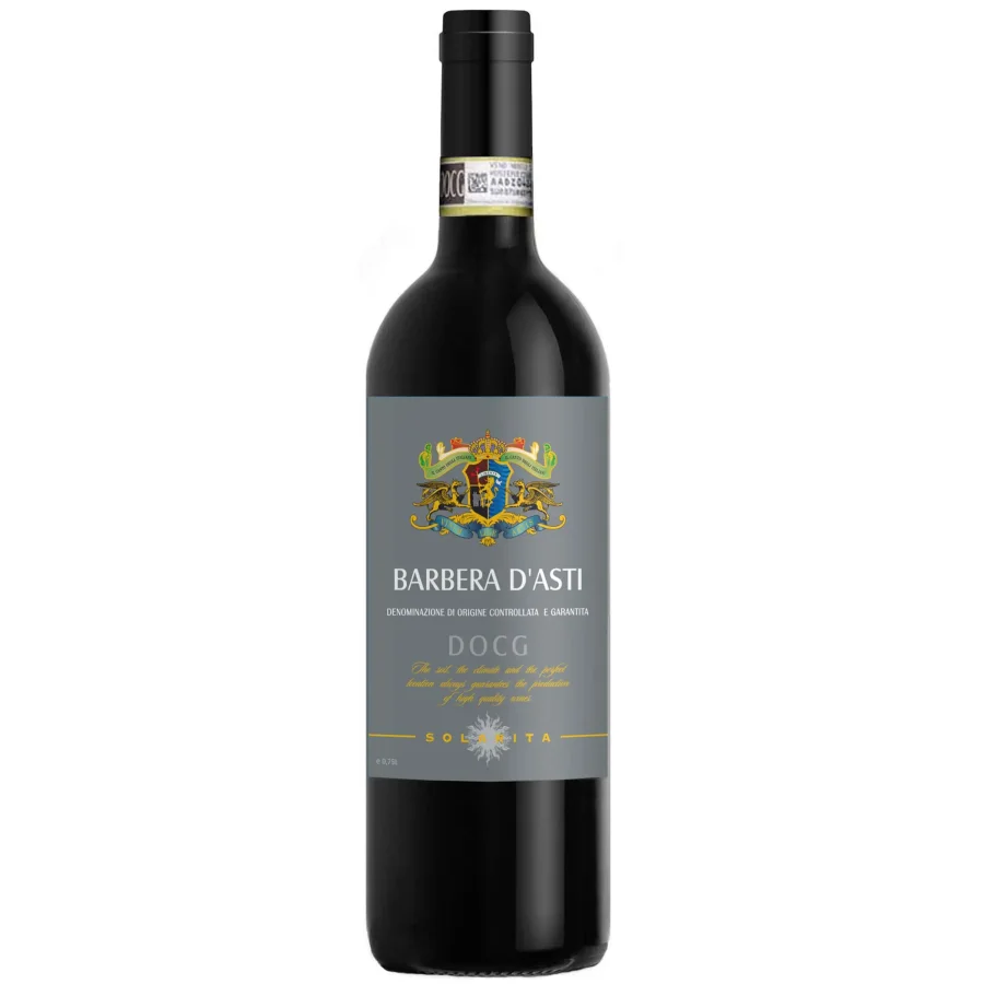 Protected designation of origin dry red wine of the Piedmont region BARBERA D'ASTI DOCG. Trademark "Solarita" 2019 12.5% 0.75