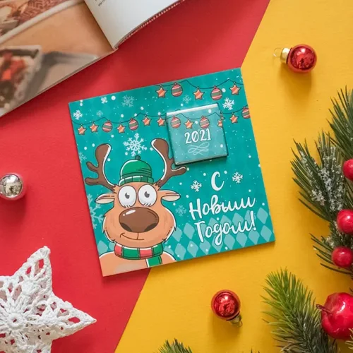 Card with chocolate deer