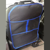 Seat protection with pockets, r-r 68*45cm, color black, blue edging