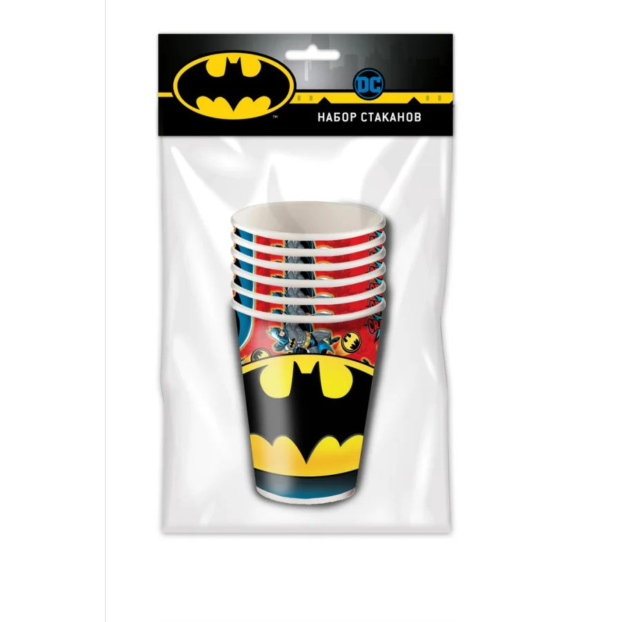 Batman. Set of paper cups, 6 pcs*250 ml