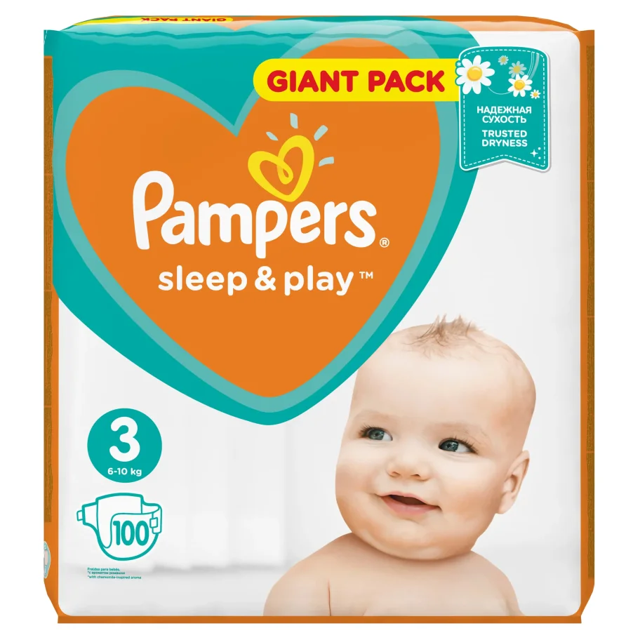 Подгузники Pampers Sleep & Play 6-10 кг, 3 размер, 100 шт.