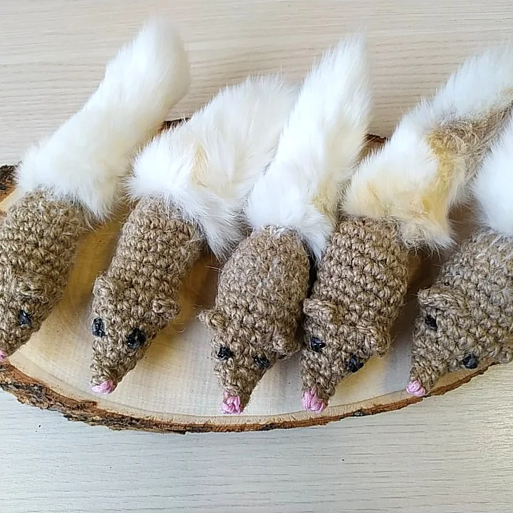 A jute mouse with a natural rabbit tail