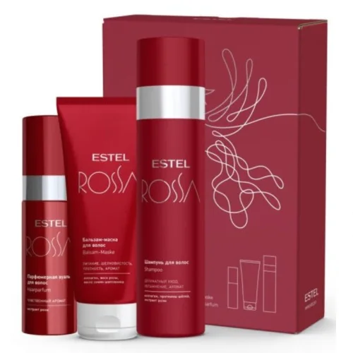 Rossa gift set: shampoo 250 ml + balm mask 200 ml + perfume veil 100 ml, ESTEL