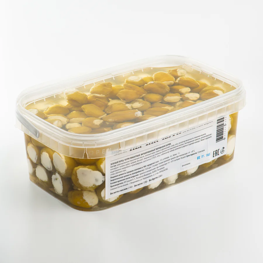 Stuffed green cherry peppers (spicy) 1200 gr