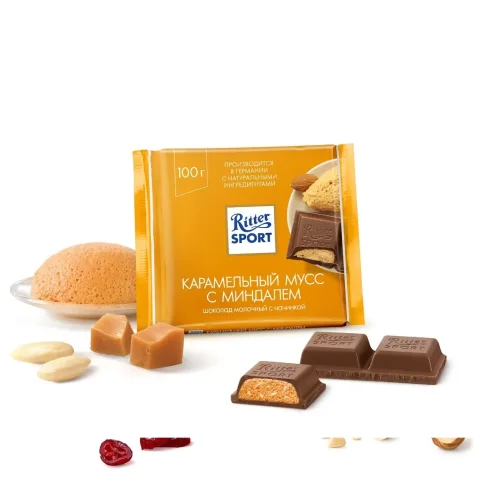 Chocolate Ritter Sport Milk Caramel Mousse with Almond
