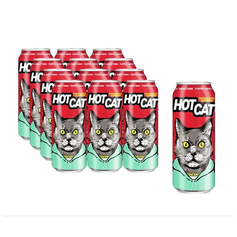 HOT CAT energy drink with garnet and raspberry