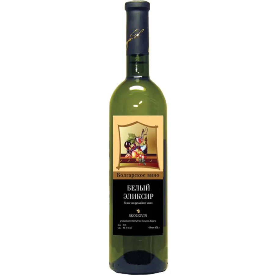 Wine table sweet white white elixir. Traffic sign «Skoliovin« 11% 0.75