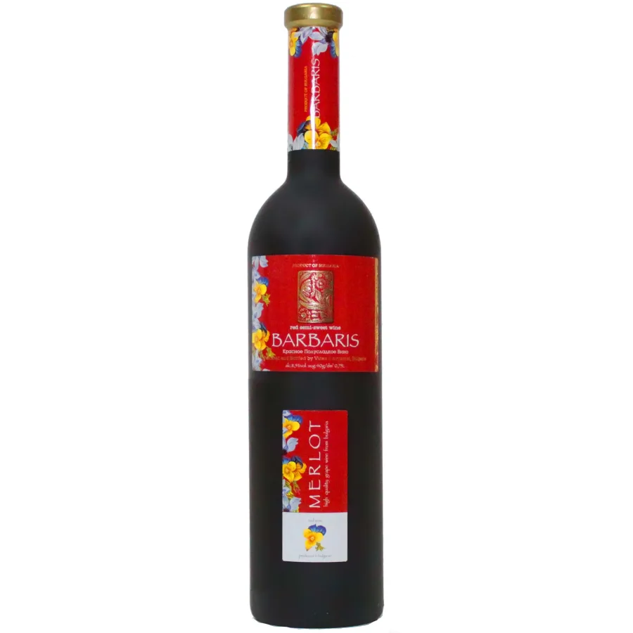 Table wine semisweet red Merlot. Trademark "Barbaris" 11.5% 0.75