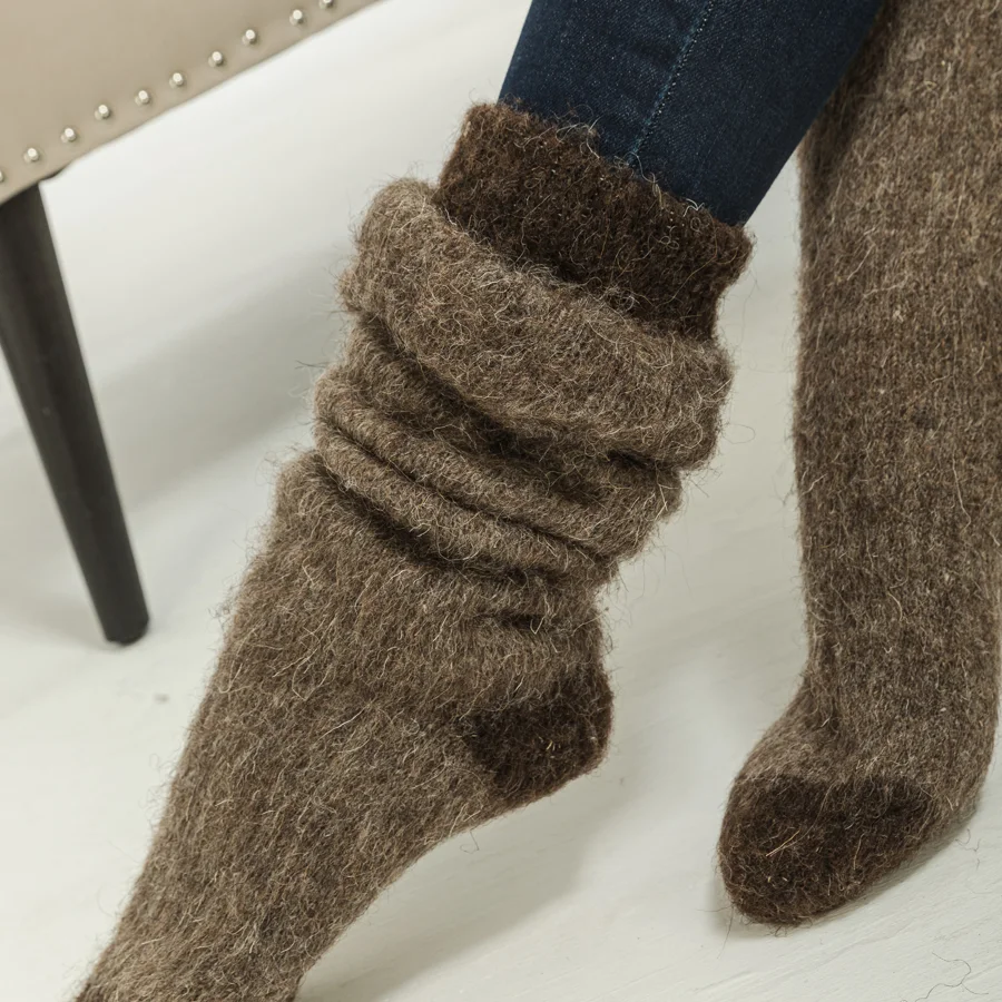 Knee socks made of camel wool "Health". Thickness XXL     