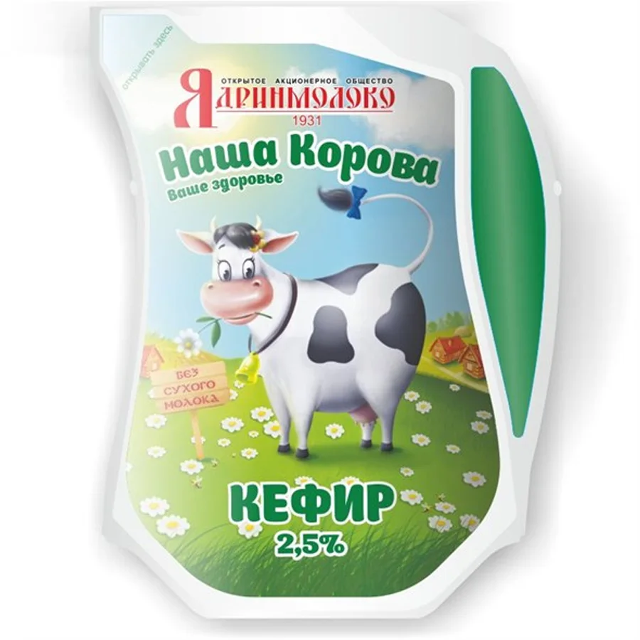 Кефир «Наша Корова» 2,5% в упаковке Эколин