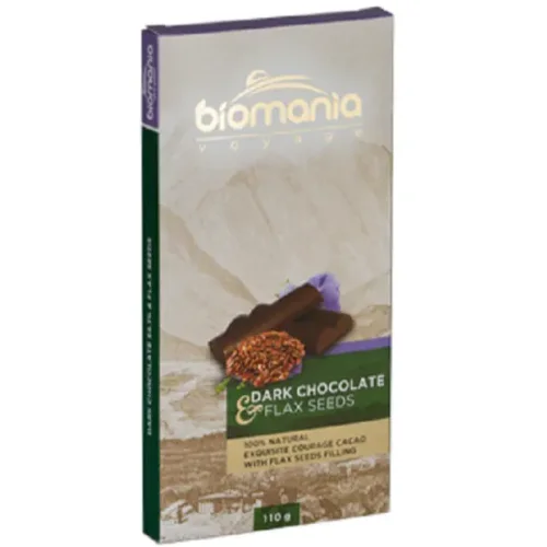 Темный шоколад "Biomania" с начинкой из пасты Урбеч семян льна 