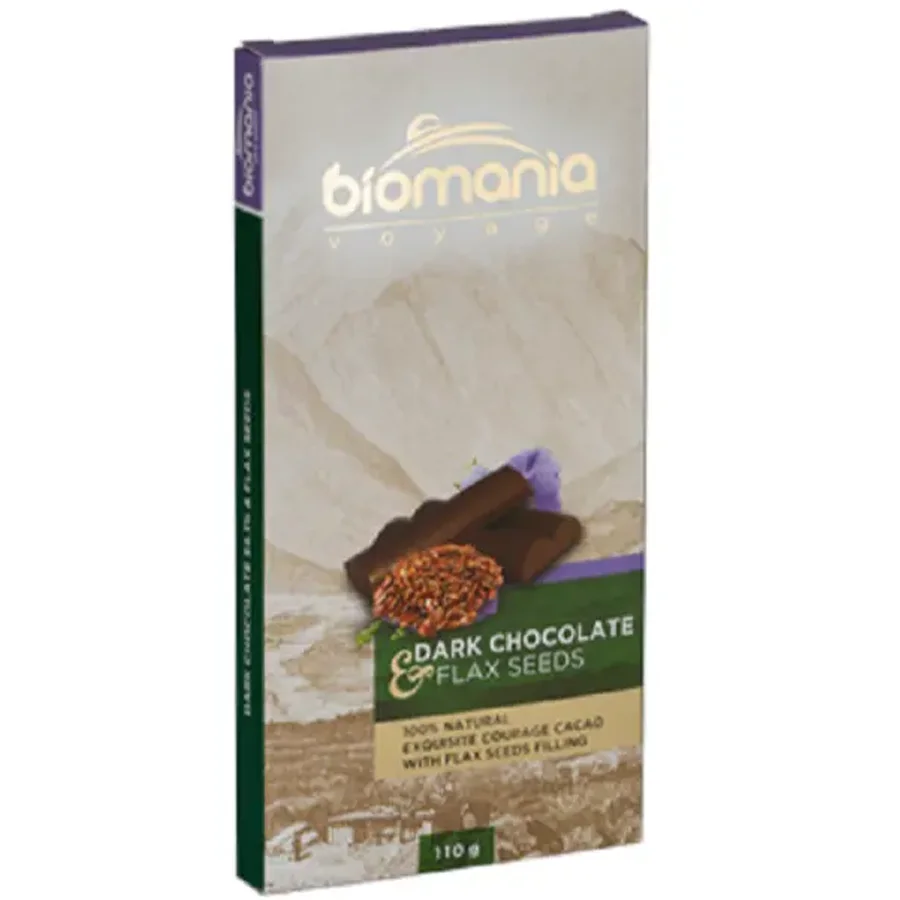 Dark chocolate «BIOMANIA« with a filling of a paste of urbic seeds of flax