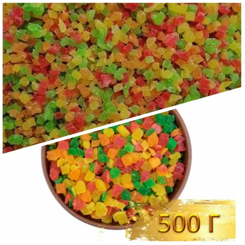 Candied fruit is a small cube