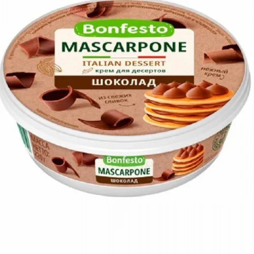 Mascarpone cheese "Chocolate" soft 75% "Bonfesto", (220 g)