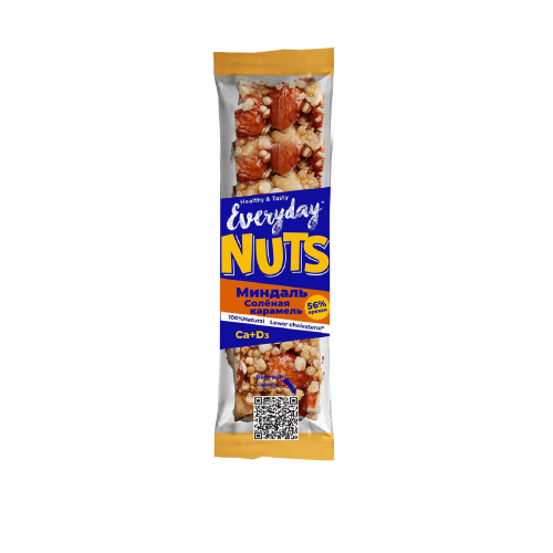 Батончик ореховый EVERYDAY NUTS миндаль-соленая карамель