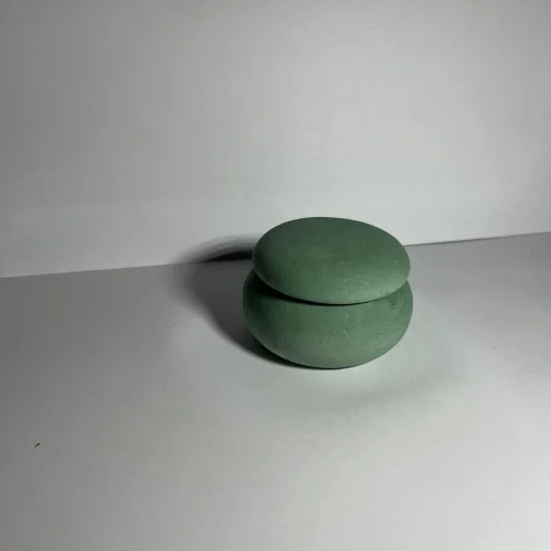 Подсвечник "Камень" с крышкой зеленый